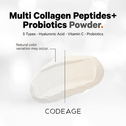 Codeage Multi Collagen Peptides Powder + Probiotics Black Edition, Vitamin C, Hyaluronic Acid Powder Supplement, Grass-Fed, Hydrolyzed, Zero Carbs, Type I, II, III, V & X, Unflavored, 10.58oz - dailyvitalstore