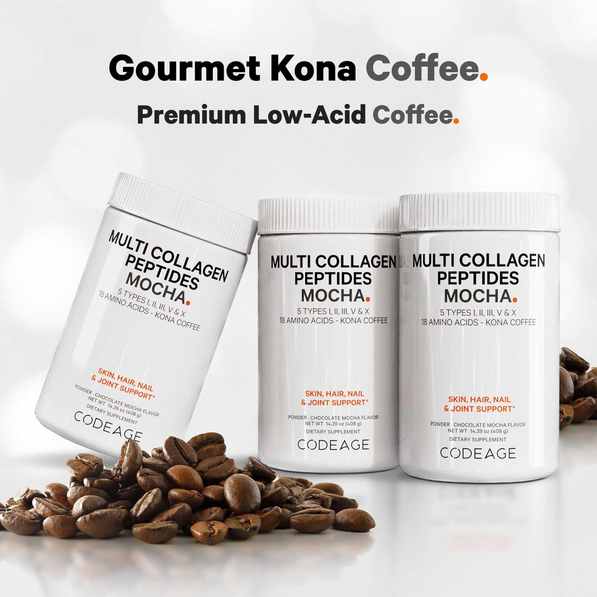 Codeage Multi Collagen Peptides Protein Powder - Chocolate Mocha Instant Coffee - Gourmet Knoa Coffee Drink & Shake - Collagen Type I, II, III, V & X - Grass-Fed, Hydrolyzed, Non-GMO - 14.39oz - dailyvitalstore