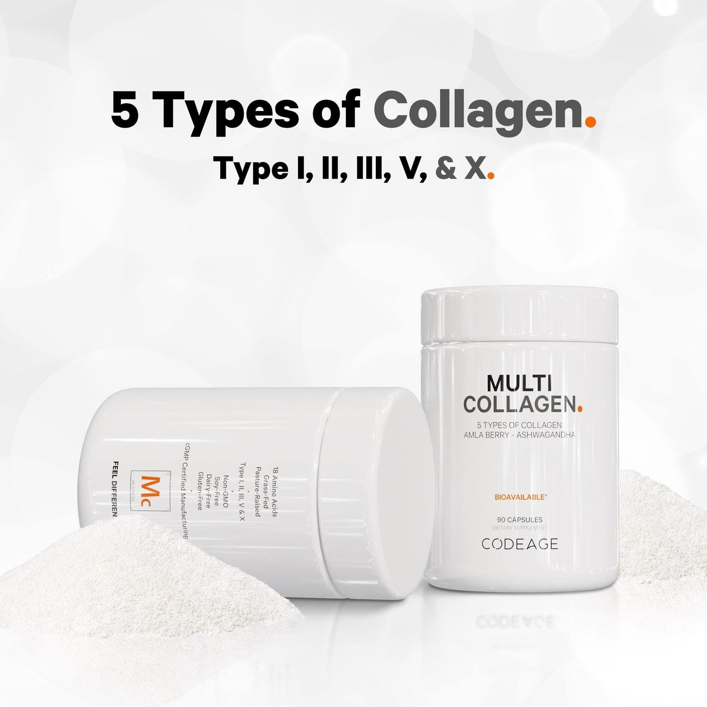 Codeage Multi Collagen Protein Capsules 5 Types, Ashwagandha Withania Somnifera & Organic Amla Berry + SBO Probiotic Blend 50 Billion CFU Bundle, Lactobacillus Plantarum, Bacillus Subtilis, Non-GMO - dailyvitalstore