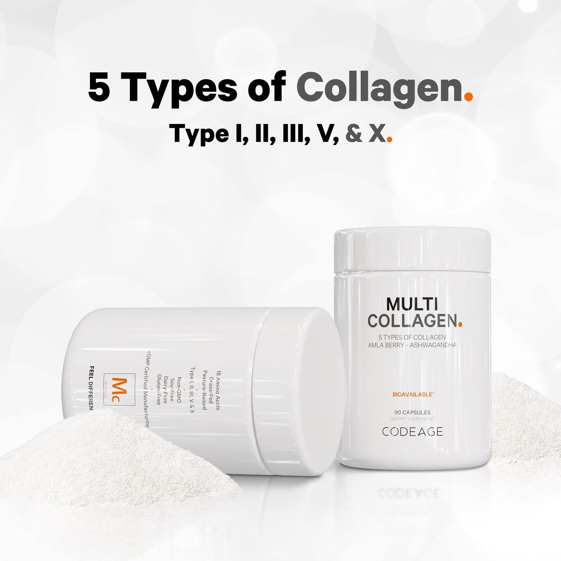 Codeage Multi Collagen Protein Capsules 5 Types, Ashwagandha Withania Somnifera & Organic Amla Berry + SBO Probiotic Blend 50 Billion CFU Bundle, Lactobacillus Plantarum, Bacillus Subtilis, Non-GMO - dailyvitalstore