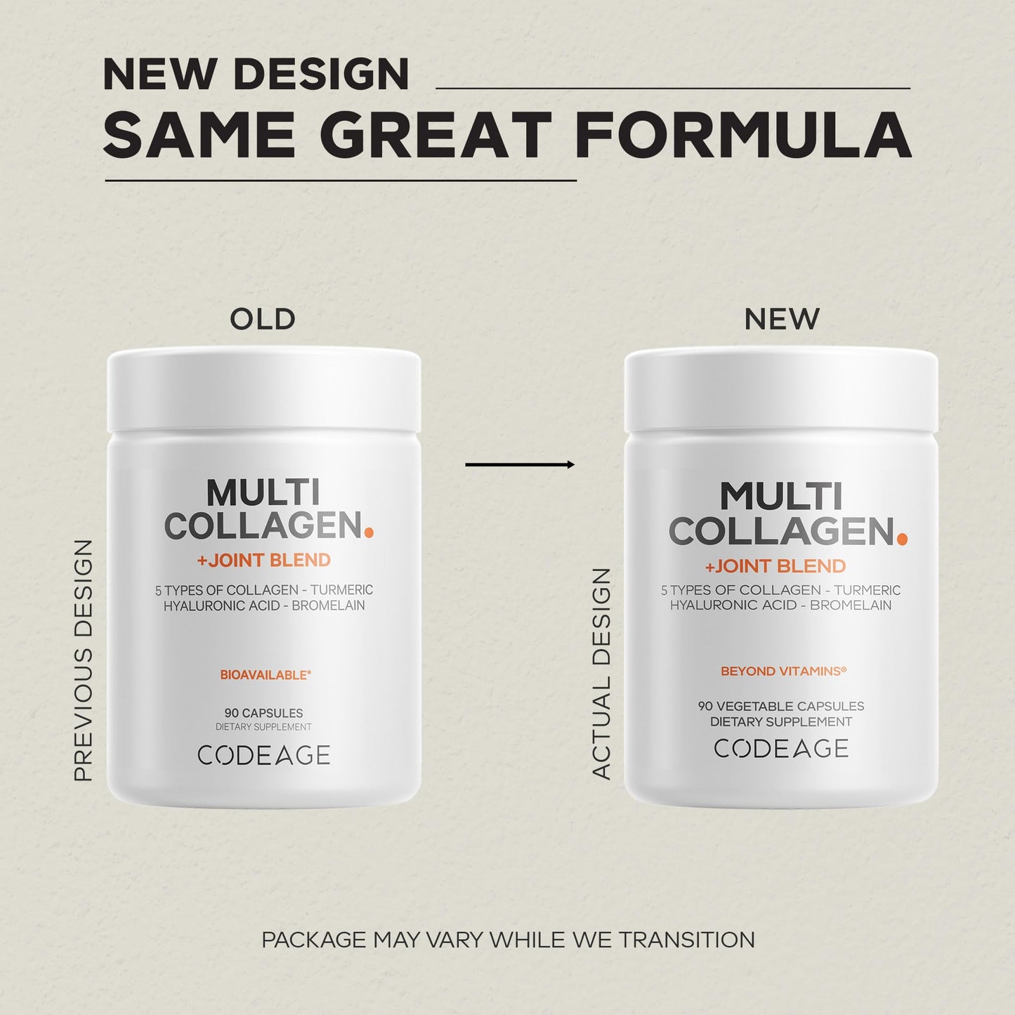 Codeage Multi Collagen Protein + Joint Blend Supplement, Hyaluronic Acid, Bromelain, Turmeric, Ginger, Boswellia, Astaxanthin - Hydrolyzed Bovine Collagen - 5 Collagen Types - Non-GMO - 90 Capsules - dailyvitalstore