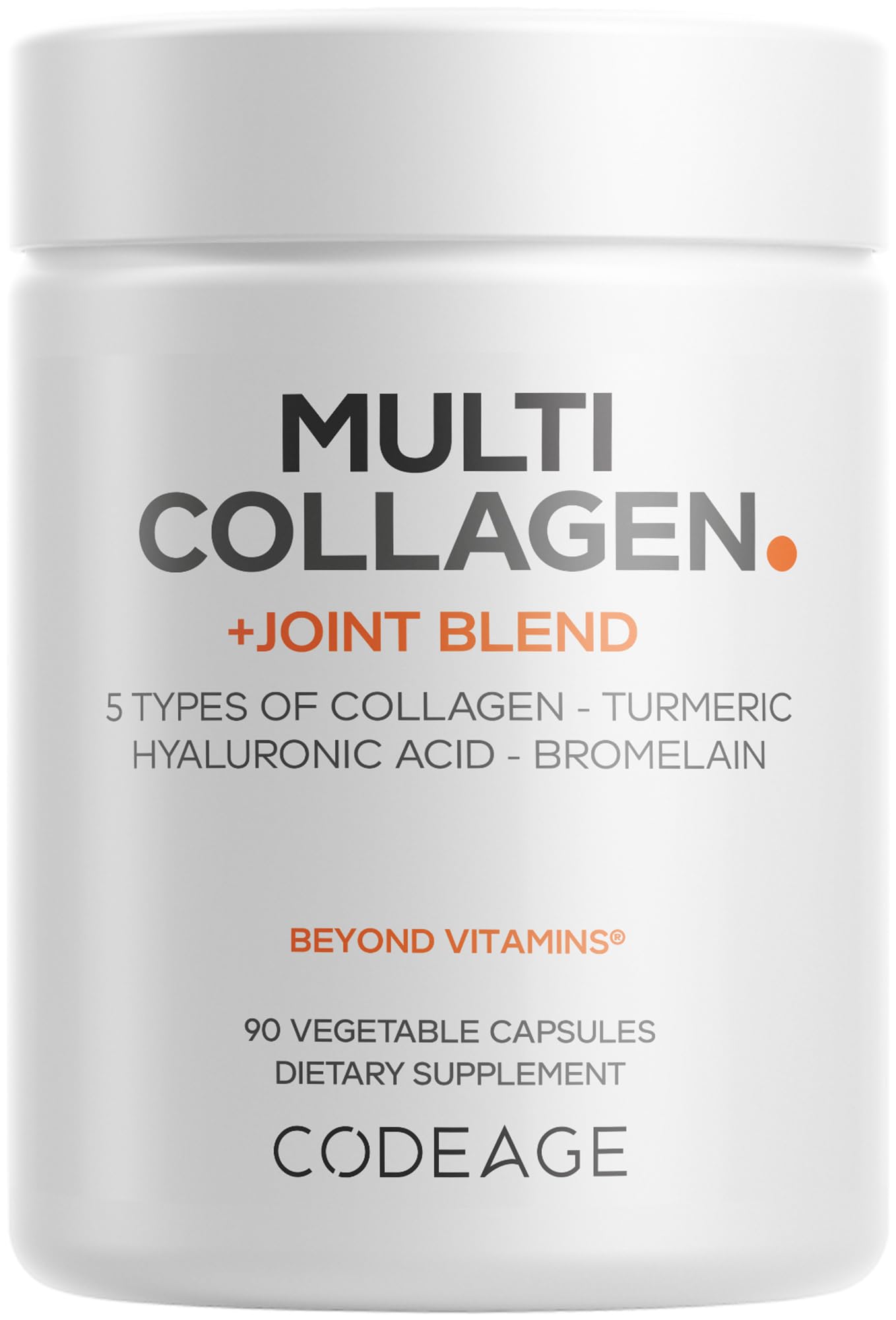Codeage Multi Collagen Protein + Joint Blend Supplement, Hyaluronic Acid, Bromelain, Turmeric, Ginger, Boswellia, Astaxanthin - Hydrolyzed Bovine Collagen - 5 Collagen Types - Non-GMO - 90 Capsules - dailyvitalstore