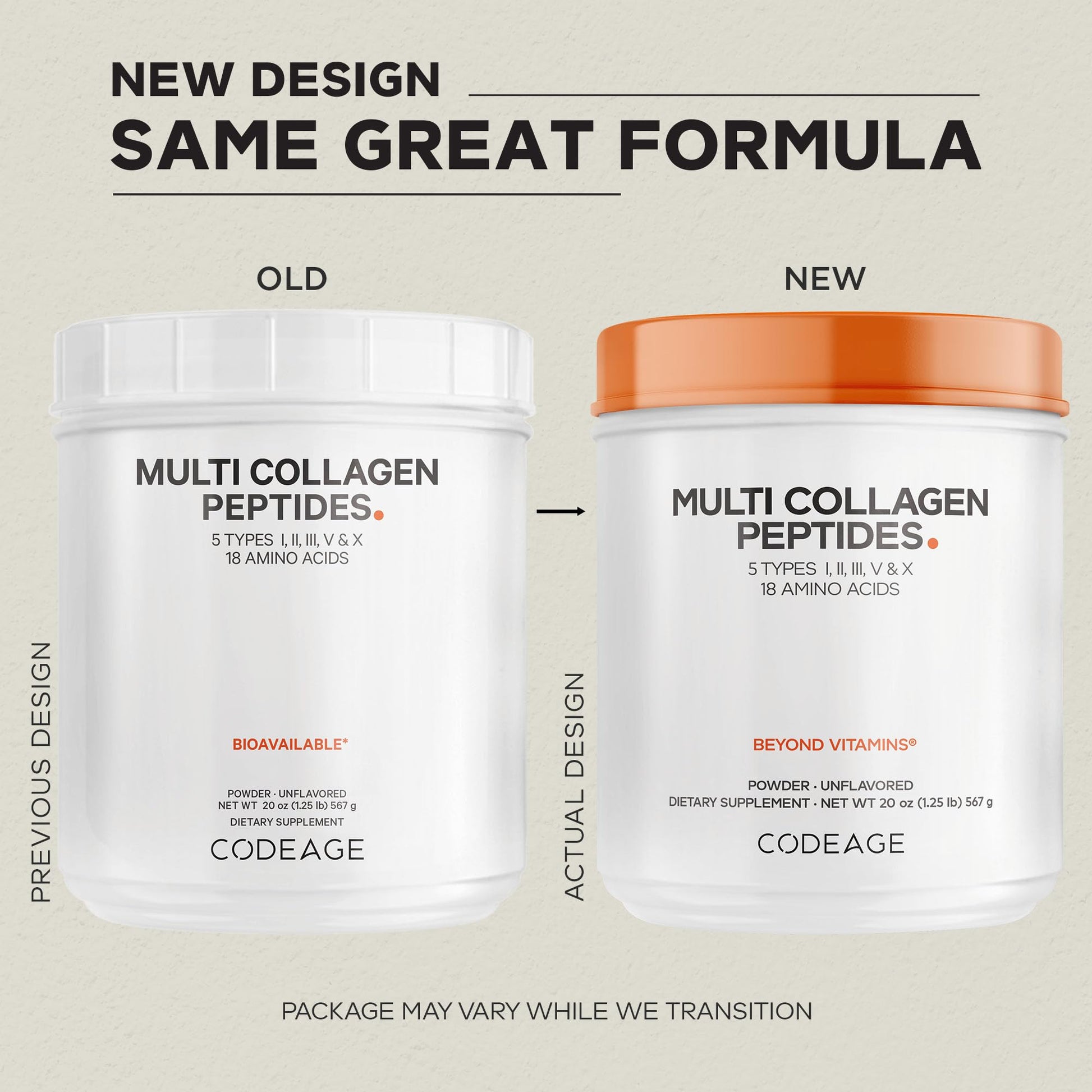 Codeage Multi Collagen Protein Powder Peptides, Hydrolyzed Collagen for Women & Men, Collagen Supplements, Grass Fed Bone Broth, 2-Month Supply, Unflavored, Type 1, 2, 3, 5 & 10, Non-GMO - 20 OZ - dailyvitalstore