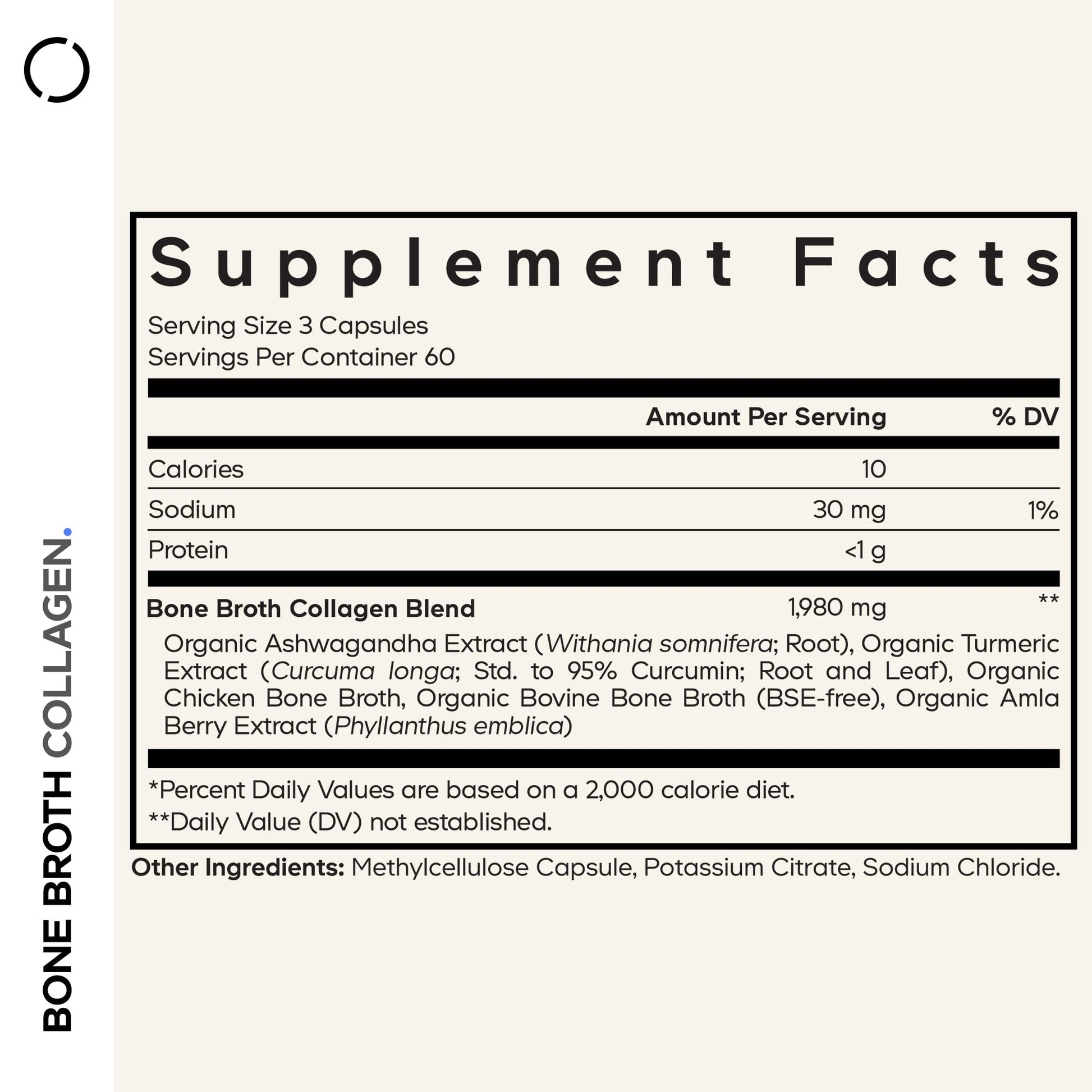Codeage Organic Bone Broth Collagen Peptides Capsules Supplement, Bone Broth Grass Fed Beef, Free-Range Chicken, Turmeric & Ashwagandha - Collagen Types I, II, III - Non-GMO - 180 Capsules - dailyvitalstore