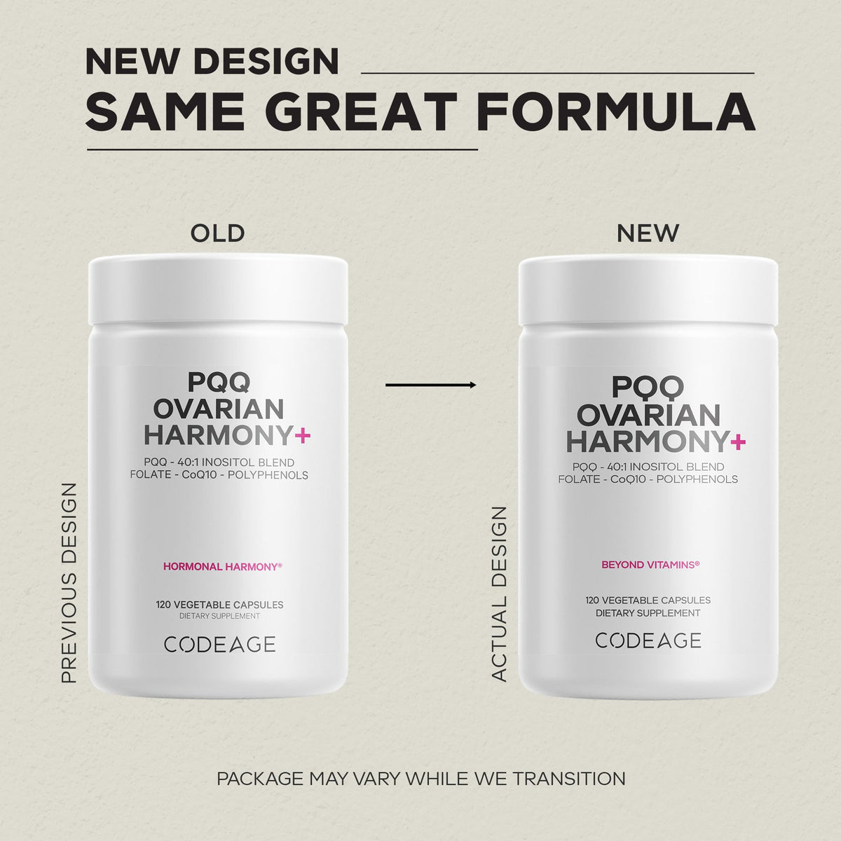 Codeage PQQ Ovarian Harmony+ Supplement - PQQ (Pyrroloquinoline Quinone), Myo-Inositol & D-Chiro-Inositol 40:1 Blend, Folate 5-MTHF, CoQ10, Wild Blueberry - Liposomal Delivery - Non-GMO - 120 Capsules - dailyvitalstore