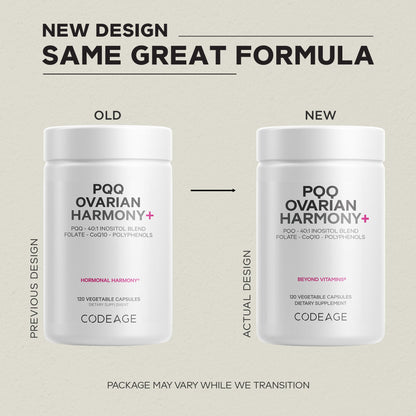 Codeage PQQ Ovarian Harmony+ Supplement - PQQ (Pyrroloquinoline Quinone), Myo-Inositol & D-Chiro-Inositol 40:1 Blend, Folate 5-MTHF, CoQ10, Wild Blueberry - Liposomal Delivery - Non-GMO - 120 Capsules - dailyvitalstore