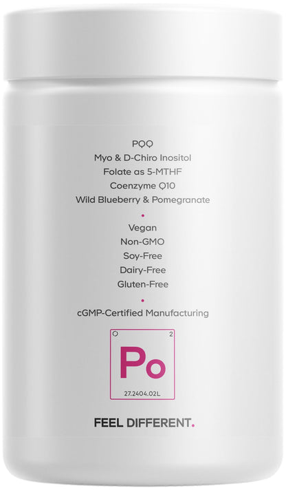 Codeage PQQ Ovarian Harmony+ Supplement - PQQ (Pyrroloquinoline Quinone), Myo-Inositol & D-Chiro-Inositol 40:1 Blend, Folate 5-MTHF, CoQ10, Wild Blueberry - Liposomal Delivery - Non-GMO - 120 Capsules - dailyvitalstore