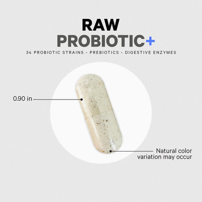 Codeage Raw Probiotic+ Supplement - 34 Probiotic Strains, 100 Billion CFUs, Raw Whole Food Probiotics, Digestive Enzymes, Raw Fruits & Veggies Prebiotics - Wild Kefir Culture - Non-GMO - 30 Capsules - dailyvitalstore
