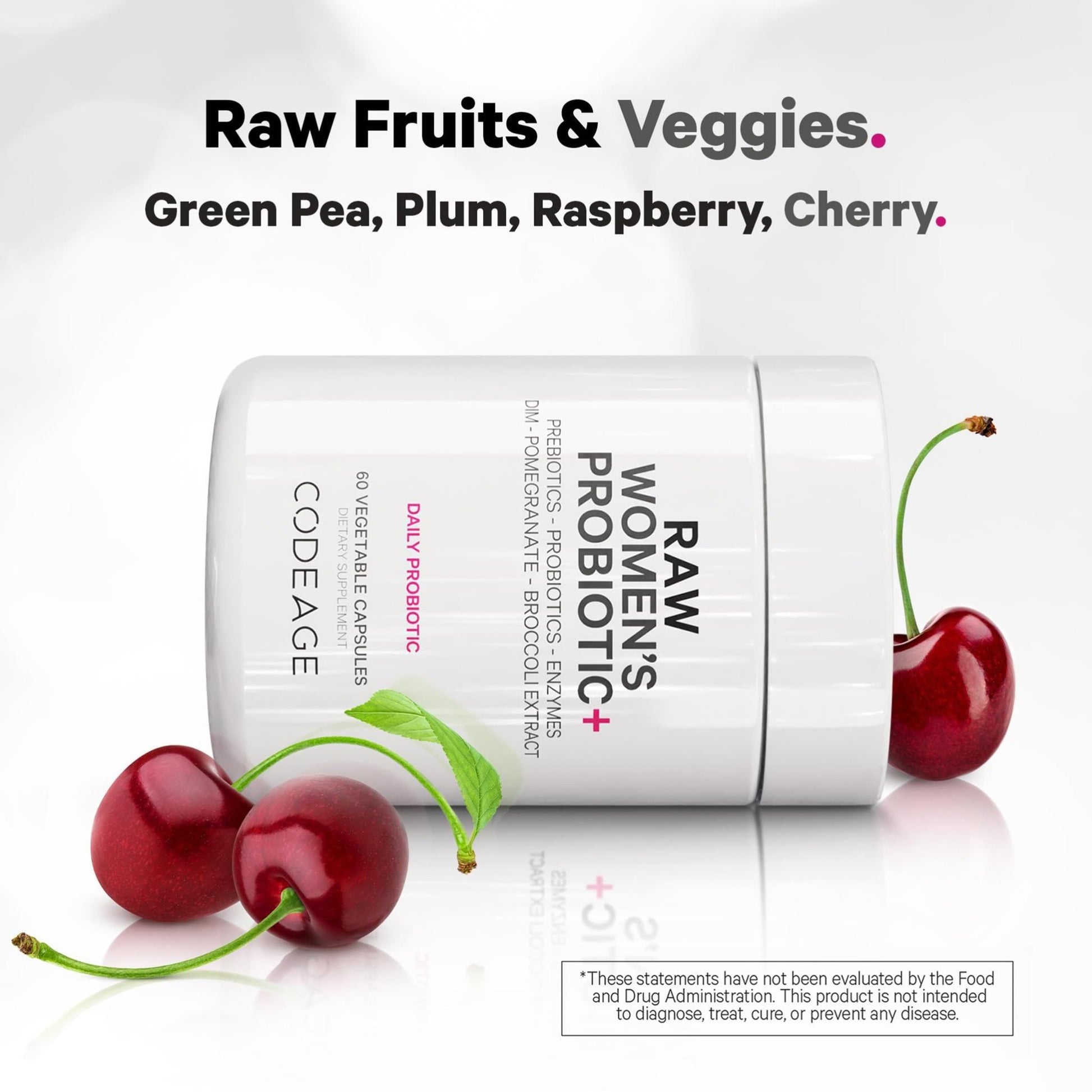 Codeage Raw Women’s Probiotic+ Supplement - 34 Probiotic Strains, 100 Billion CFUs, Digestive Enzymes, Prebiotic Blend, DIM, Herbal Extracts, Phytonutrients - Non-GMO - 30 Capsules - dailyvitalstore
