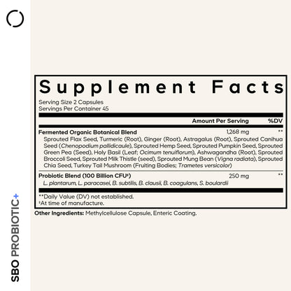 Codeage SBO Probiotics, 100 Billion CFUs Per Serving, Multi Strain Soil Based Organisms Blend and Organic Fermented Botanical Blend, Shelf-Stable, 90 Capsules - dailyvitalstore