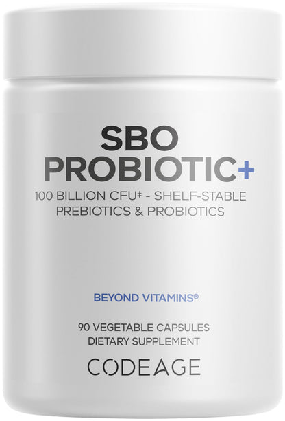 Codeage SBO Probiotics, 100 Billion CFUs Per Serving, Multi Strain Soil Based Organisms Blend and Organic Fermented Botanical Blend, Shelf-Stable, 90 Capsules - dailyvitalstore