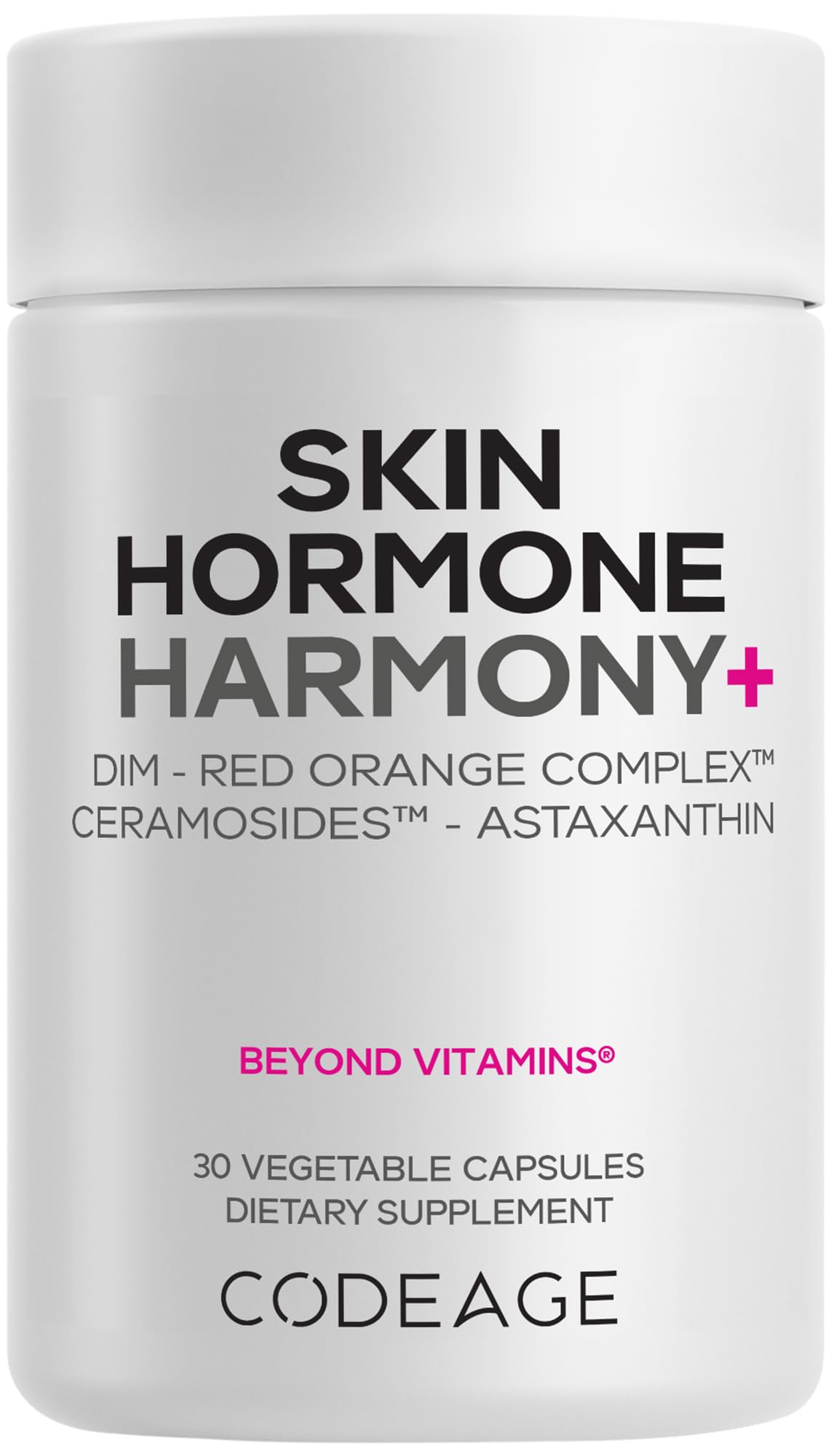 Codeage Skin Hormone Harmony+ Supplement – Skin Hair Support with Ceramosides, Red Orange Complex, Diindolylmethane, Astaxanthin, Vitamin C Ascorbic Acid, Liposomal Delivery – Non-GMO – 30 Capsules - dailyvitalstore