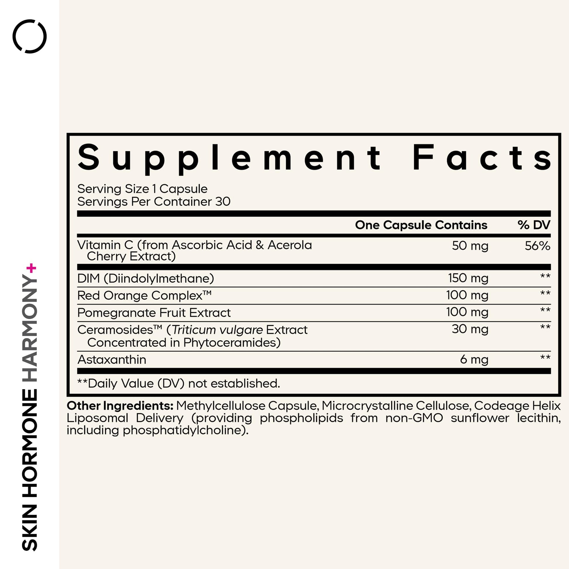 Codeage Skin Hormone Harmony+ Supplement – Skin Hair Support with Ceramosides, Red Orange Complex, Diindolylmethane, Astaxanthin, Vitamin C Ascorbic Acid, Liposomal Delivery – Non-GMO – 30 Capsules - dailyvitalstore