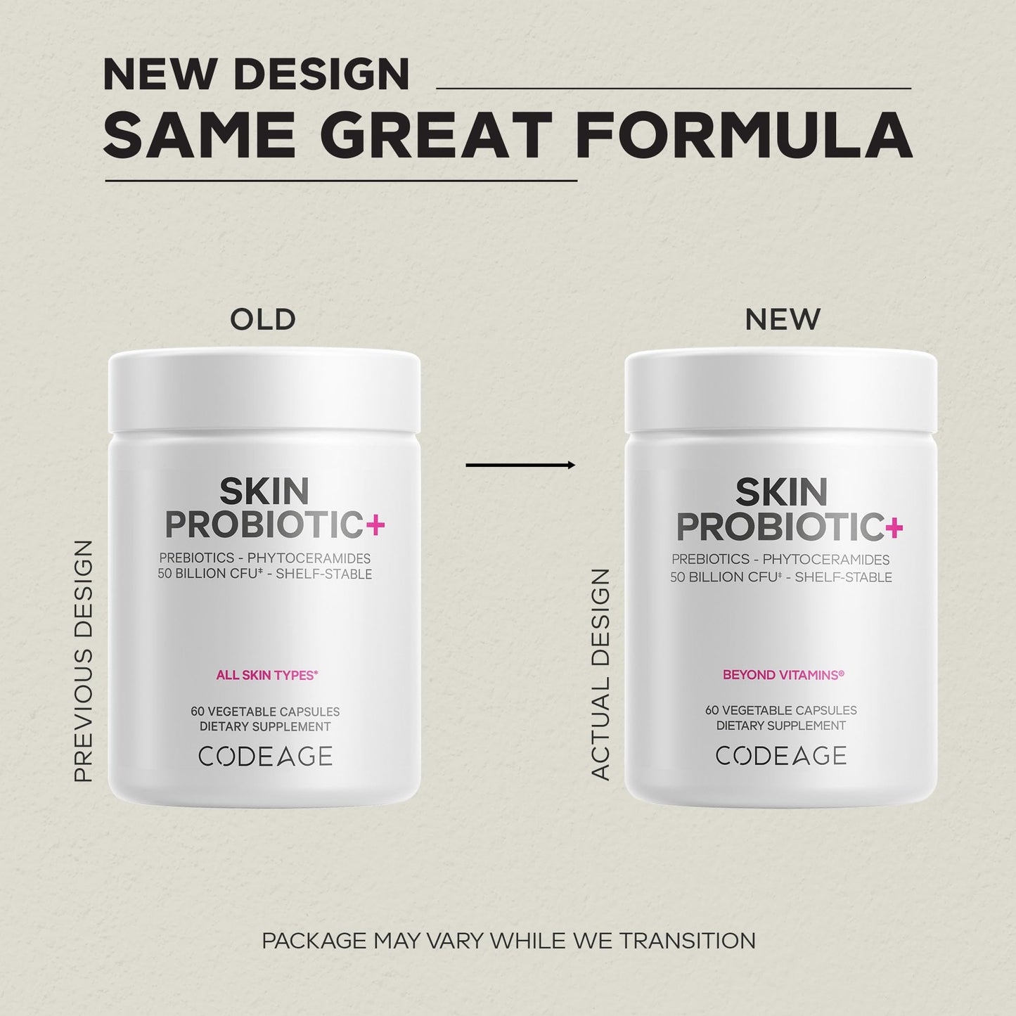 Codeage Skin Probiotics + Prebiotics - Skin Care Routine Supplement - 50 Billion CFU - Ayurvedic Botanical Herbs - Face Probiotics - Shelf Stable Cleanser, Non-GMO, Vegan - 60 Capsules - dailyvitalstore