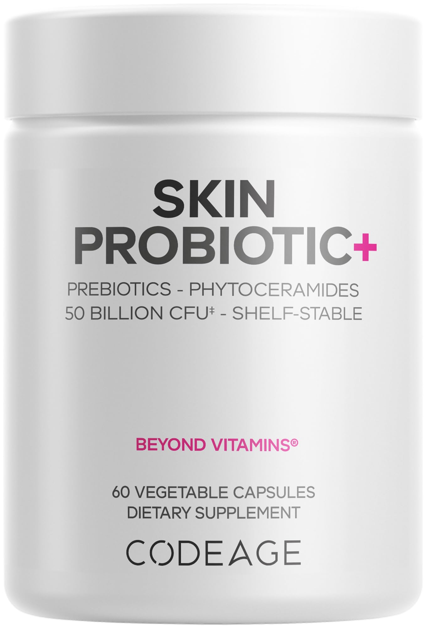 Codeage Skin Probiotics + Prebiotics - Skin Care Routine Supplement - 50 Billion CFU - Ayurvedic Botanical Herbs - Face Probiotics - Shelf Stable Cleanser, Non-GMO, Vegan - 60 Capsules - dailyvitalstore