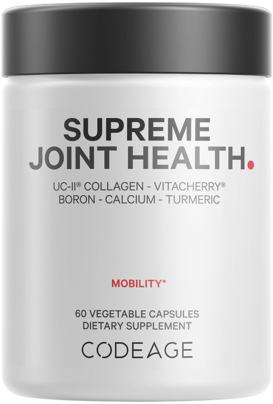 Codeage Supreme Joint Health, UC-II Collagen Capsules Type II, VitaCherry Sport Cherries, Boron, Calcium Fructoborate, Hyaluronic Acid, Turmeric, Bromelain & Boswellia Supplement, Non-GMO, 60 Count - dailyvitalstore