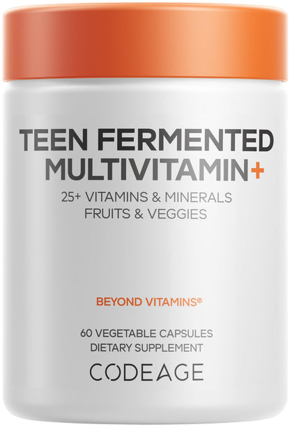 Codeage Teen Multivitamin Supplement – Daily Vitamins and Minerals for Teen Boys and Girls – Organic Whole Food Formula with Omega-3 and Vitamins A to K - 60 Capsules - dailyvitalstore