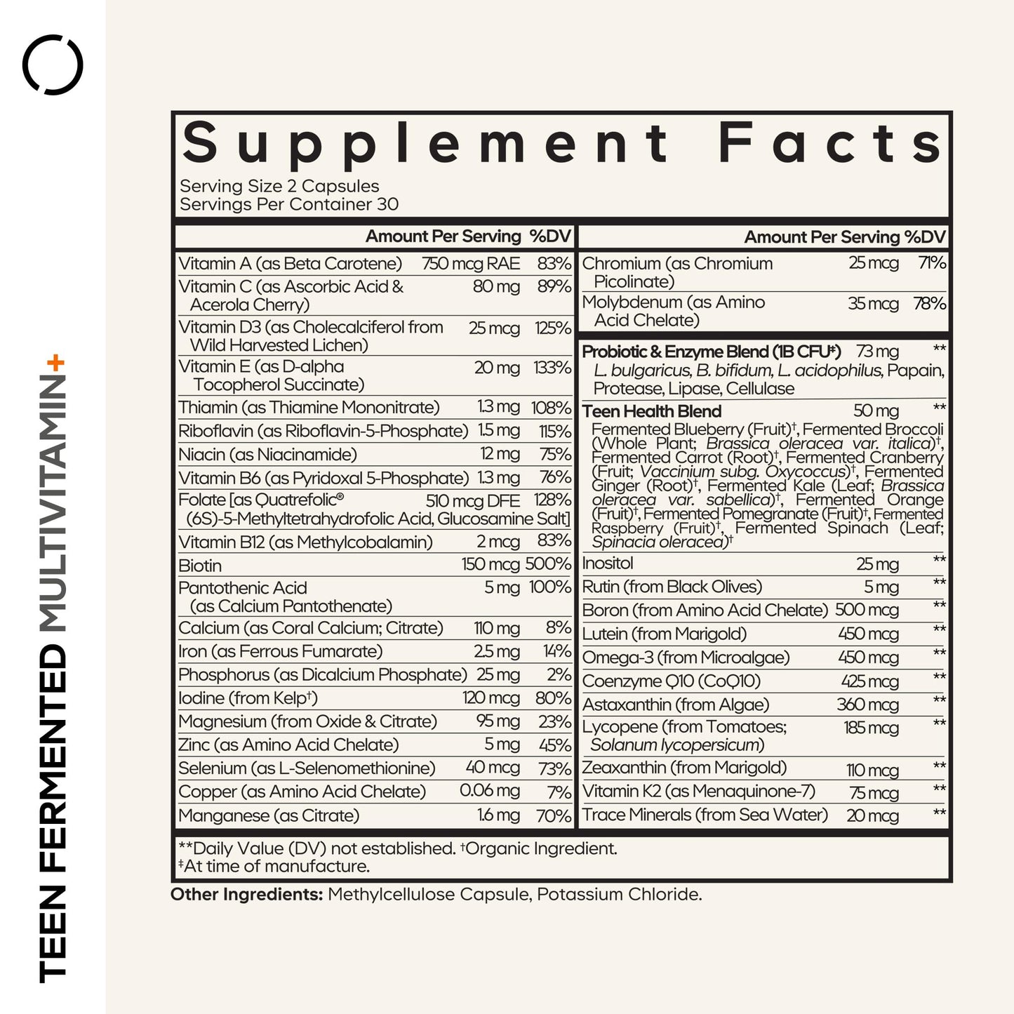 Codeage Teen Multivitamin Supplement – Daily Vitamins and Minerals for Teen Boys and Girls – Organic Whole Food Formula with Omega-3 and Vitamins A to K - 60 Capsules - dailyvitalstore