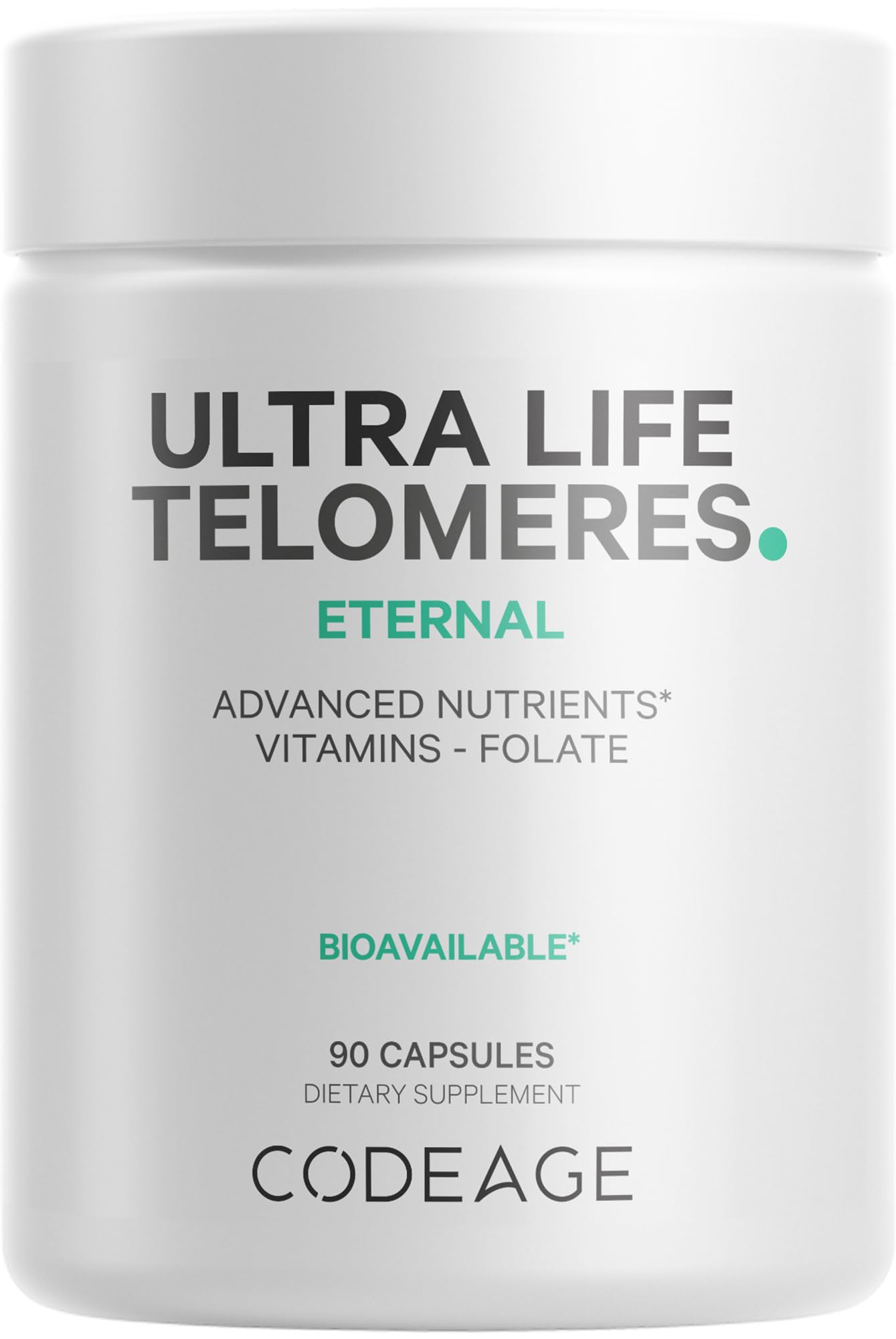 Codeage Ultra Life Telomeres Supplement - 5 MTHF Folate Vitamin B9, Vitamin B12 Methylcobalamin, Vitamin D3, L-Theanine, Ashwagandha - 3-Month Supply - DNA, Methylation Cycle - Non-GMO - 90 Capsules - dailyvitalstore