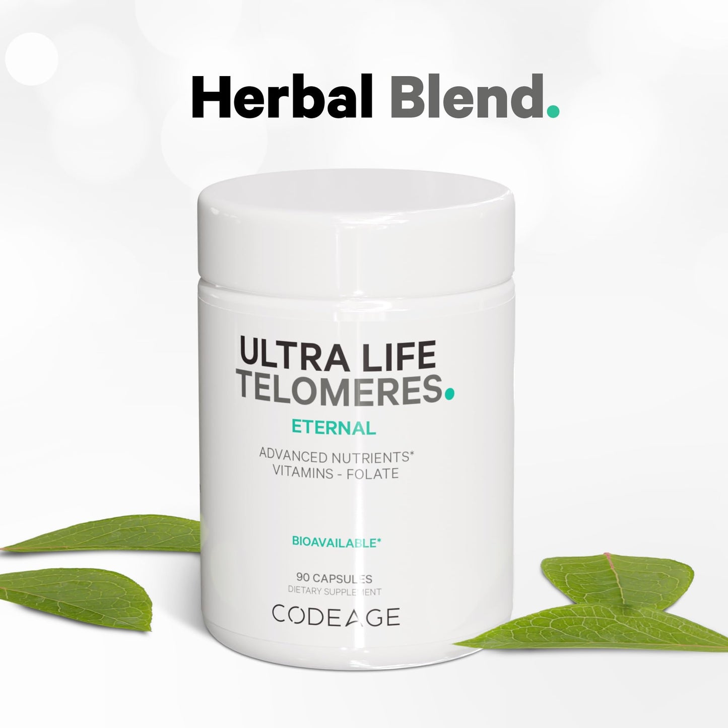 Codeage Ultra Life Telomeres Supplement - 5 MTHF Folate Vitamin B9, Vitamin B12 Methylcobalamin, Vitamin D3, L-Theanine, Ashwagandha - 3-Month Supply - DNA, Methylation Cycle - Non-GMO - 90 Capsules - dailyvitalstore