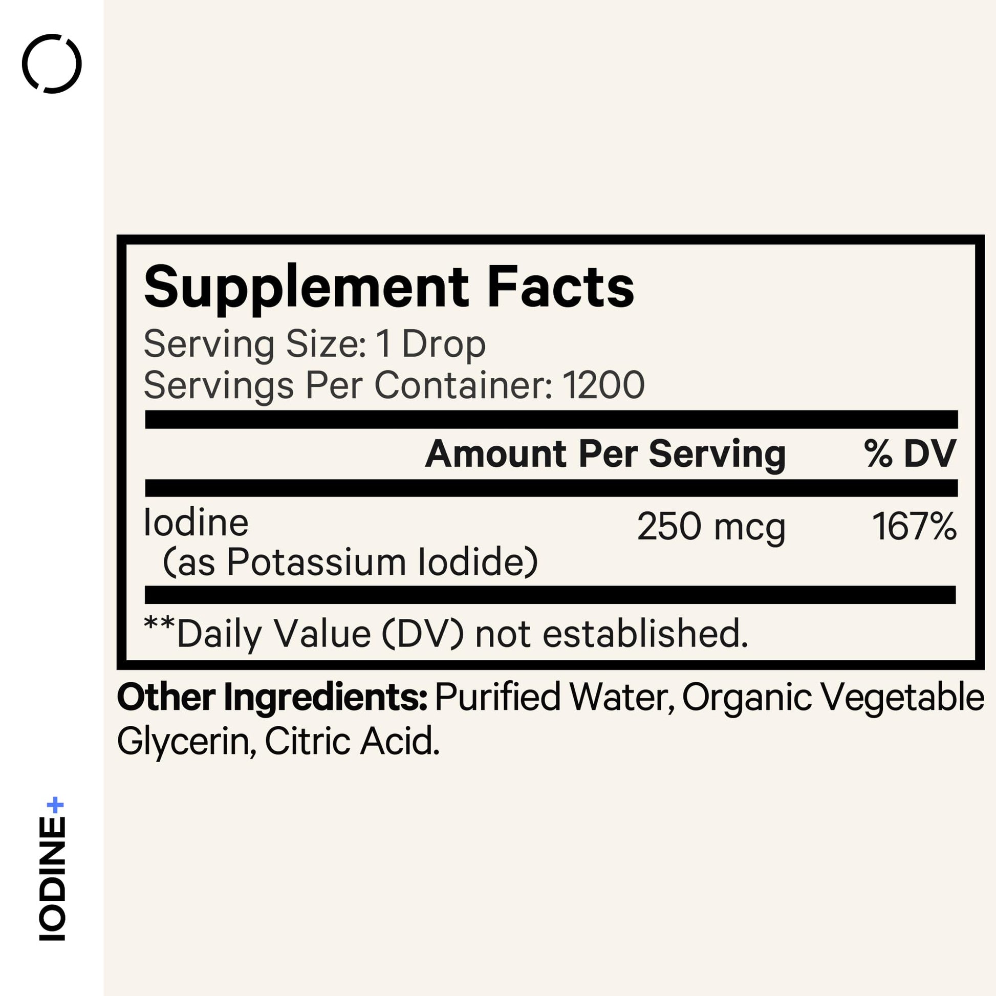 Codeage USDA Certified Organic Iodine Drops - 250 Mcg Per Serving - 1+ Year Supply - Liquid Iodide Supplement - Pure, Clear Iodine - Vegan Potassium Iodine Liquid Drop - 2 fl oz - dailyvitalstore