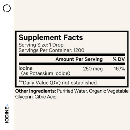 Codeage USDA Certified Organic Iodine Drops - 250 Mcg Per Serving - 1+ Year Supply - Liquid Iodide Supplement - Pure, Clear Iodine - Vegan Potassium Iodine Liquid Drop - 2 fl oz - dailyvitalstore