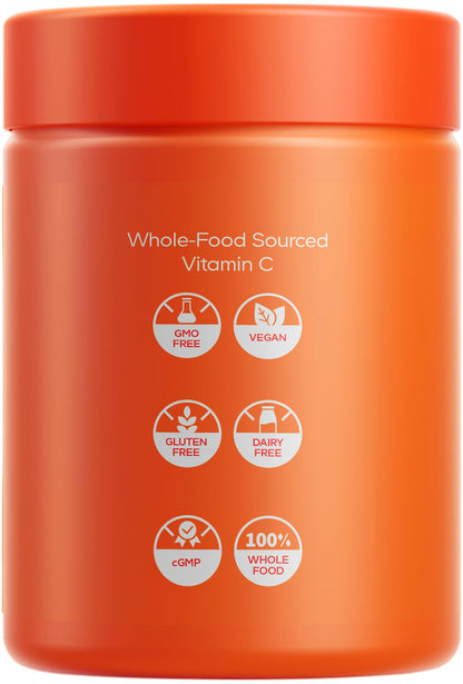 Codeage Whole Food Vitamin C Supplement - Acerola Cherry, Camu Camu, Amla Berry & Rose HIPS Blend - Citrus Bioflavonoids - Instantfood Energy Vitamins - 500mg Vitamin C Pills - Non-GMO - 60 Capsules - dailyvitalstore