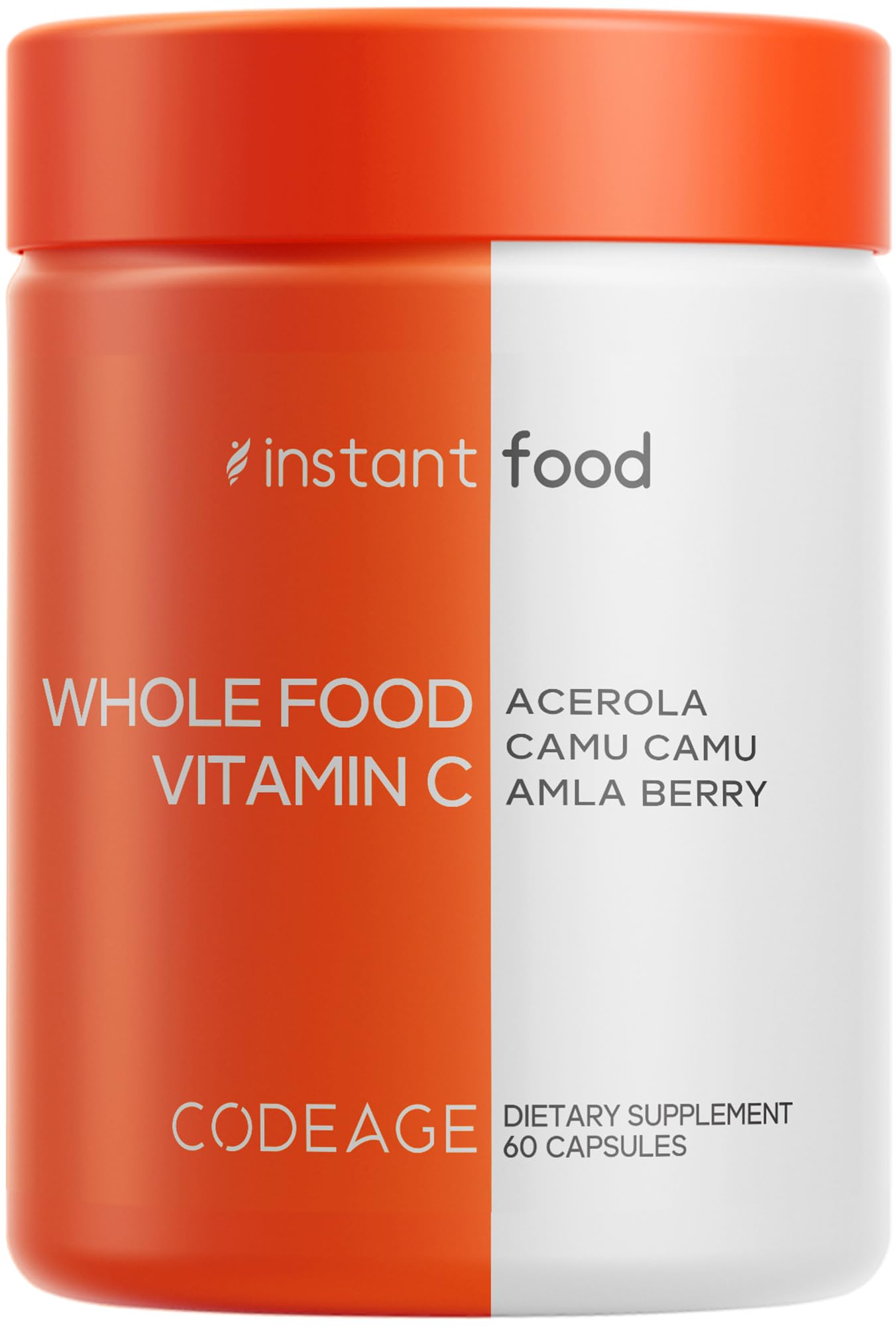 Codeage Whole Food Vitamin C Supplement - Acerola Cherry, Camu Camu, Amla Berry & Rose HIPS Blend - Citrus Bioflavonoids - Instantfood Energy Vitamins - 500mg Vitamin C Pills - Non-GMO - 60 Capsules - dailyvitalstore