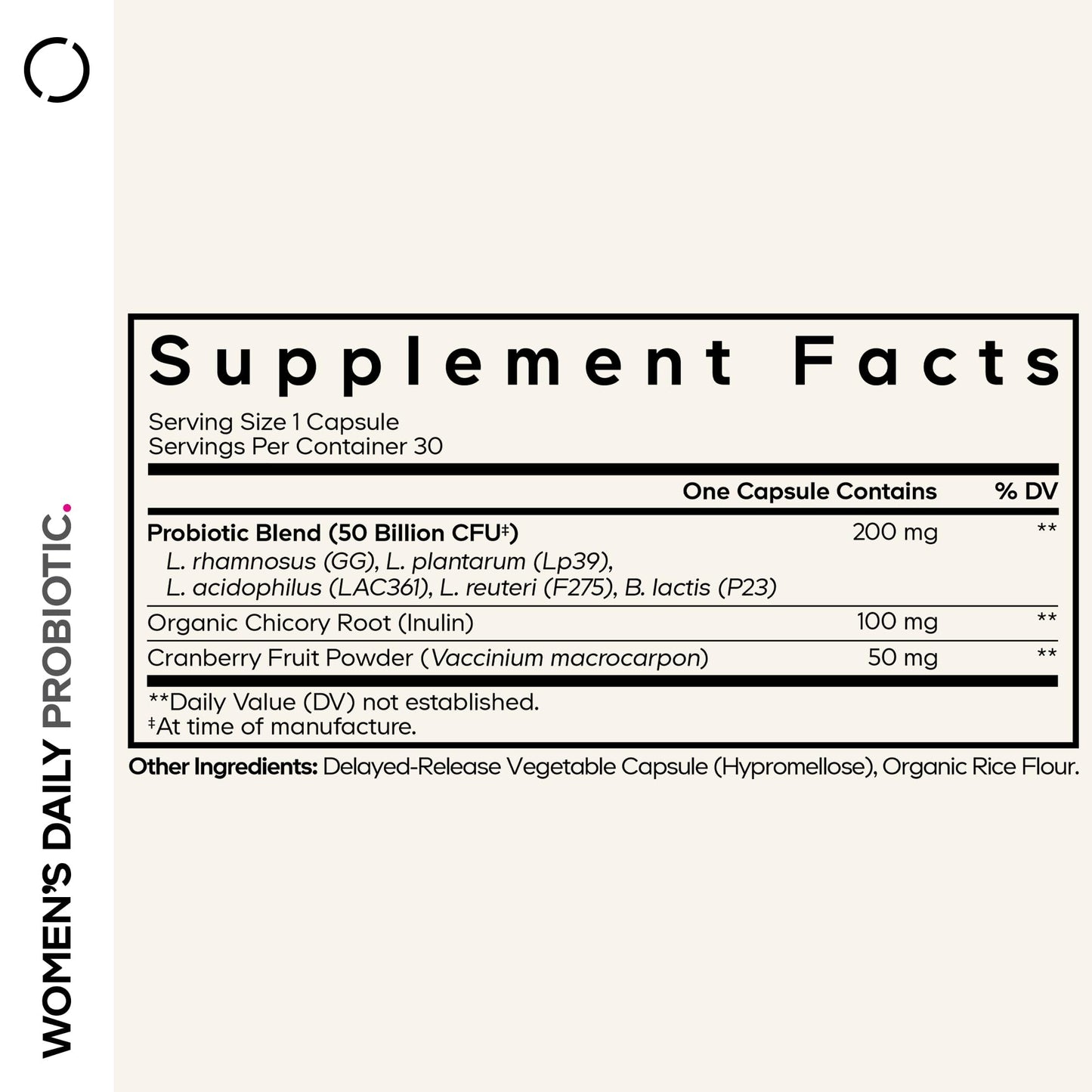 Codeage Women’s Daily Probiotic Supplement – 50 Billion CFU Supplement, Cranberry Fruit Powder, Prebiotic Chicory Root Inulin – Women’s Wellness Support – 1 Capsule Per Serving - Non-GMO – 30 Capsules - dailyvitalstore