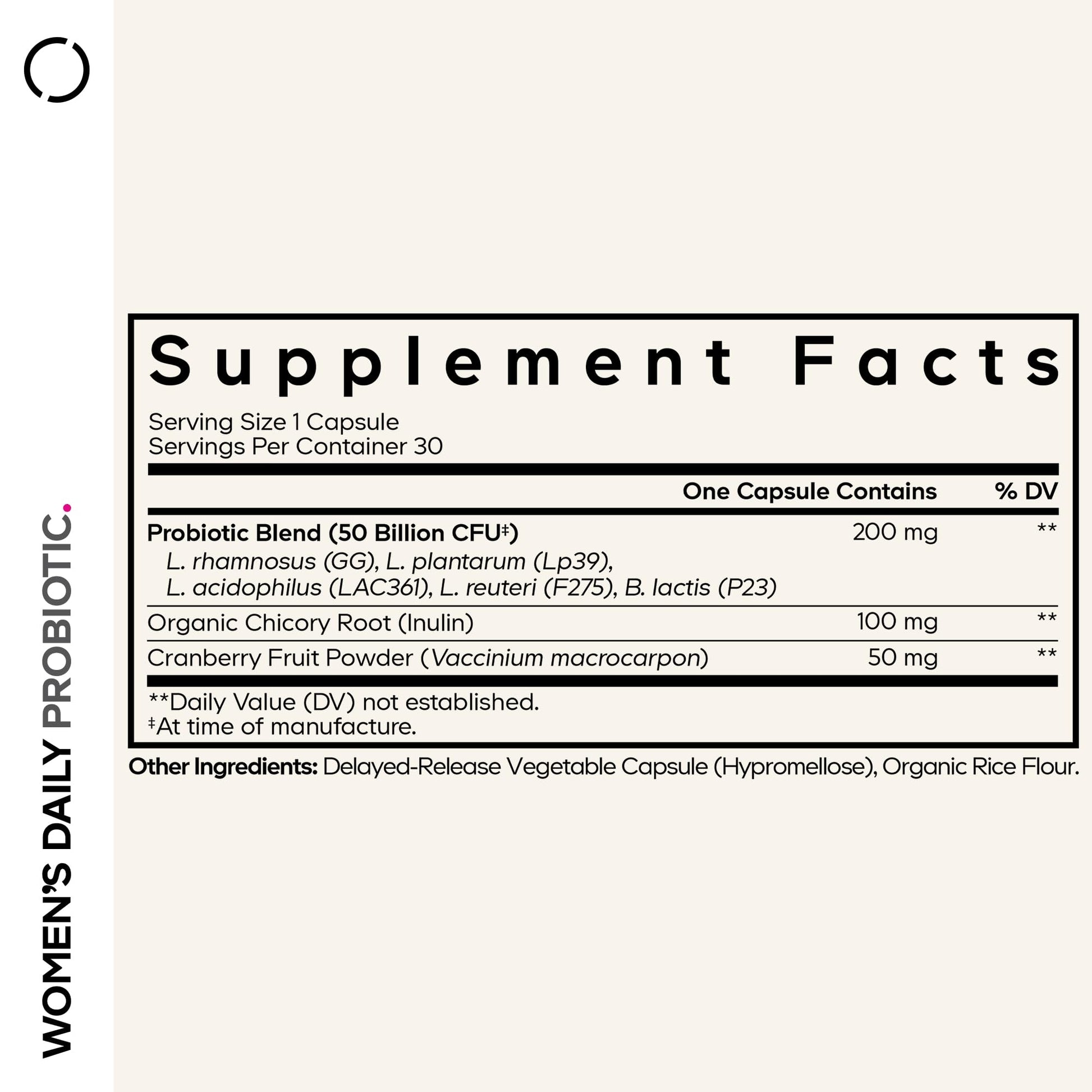 Codeage Women’s Daily Probiotic Supplement – 50 Billion CFU Supplement, Cranberry Fruit Powder, Prebiotic Chicory Root Inulin – Women’s Wellness Support – 1 Capsule Per Serving - Non-GMO – 30 Capsules - dailyvitalstore