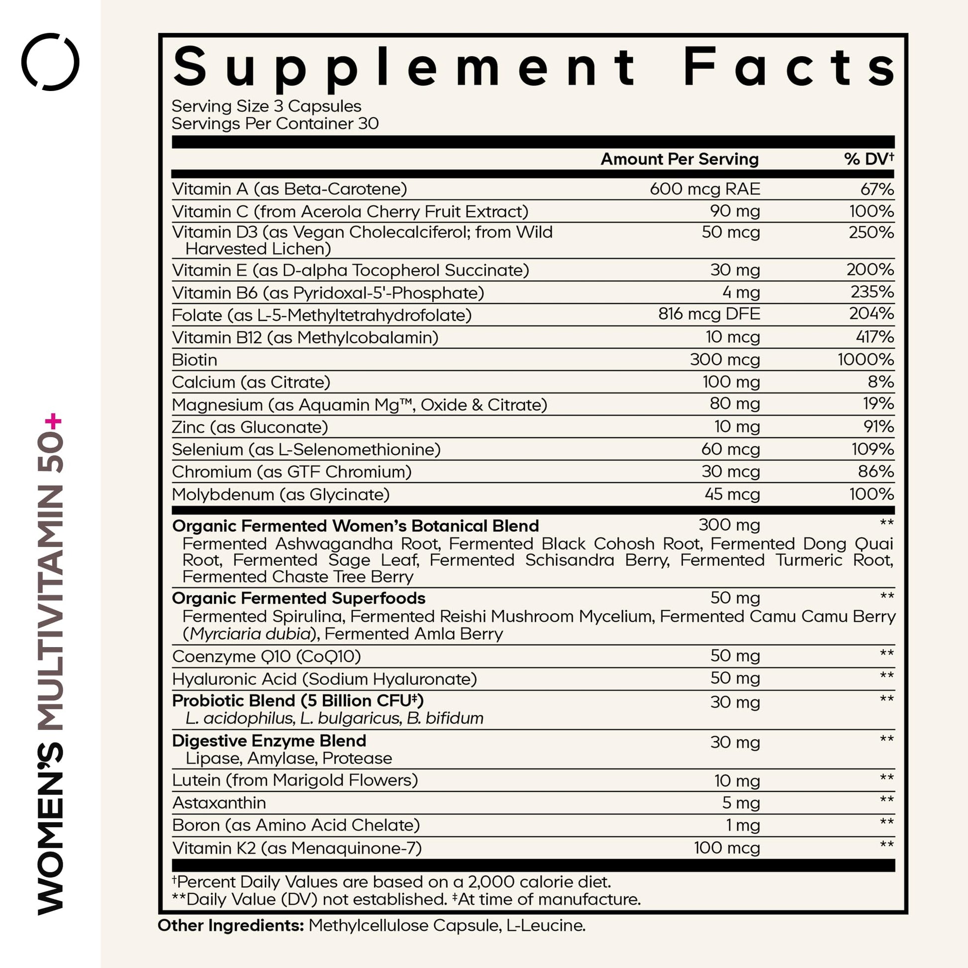 Codeage Women’s Multivitamin 50+ Supplement - Essential Vitamins for Women Over 50, Minerals, CoQ10, Hyaluronic Acid, Probiotics, Black Cohosh, Ashwagandha & Superfoods - Non-GMO - 90 Capsules - dailyvitalstore