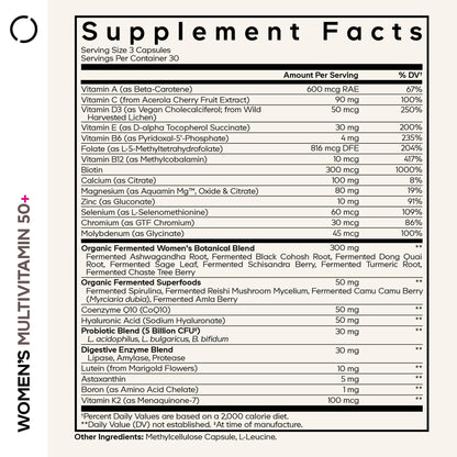Codeage Women’s Multivitamin 50+ Supplement - Essential Vitamins for Women Over 50, Minerals, CoQ10, Hyaluronic Acid, Probiotics, Black Cohosh, Ashwagandha & Superfoods - Non-GMO - 90 Capsules - dailyvitalstore