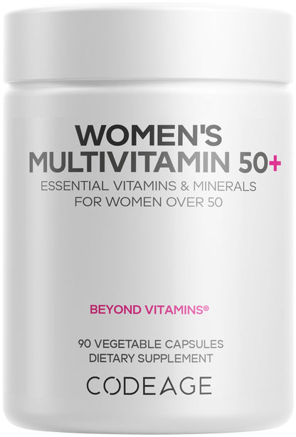 Codeage Women’s Multivitamin 50+ Supplement - Essential Vitamins for Women Over 50, Minerals, CoQ10, Hyaluronic Acid, Probiotics, Black Cohosh, Ashwagandha & Superfoods - Non-GMO - 90 Capsules - dailyvitalstore
