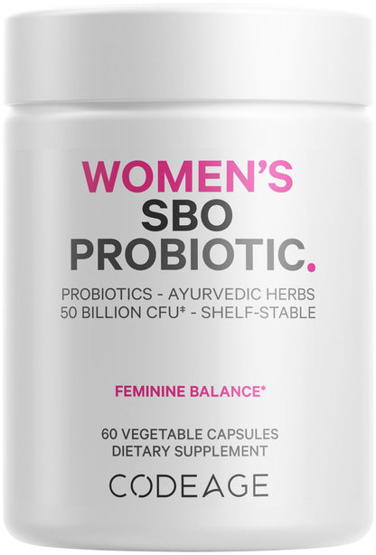 Codeage Women’s Probiotics Supplement - 50 Billion CFUs - SBO Probiotics & Prebiotics - Cranberries - Feminine Health - Fermented Botanical Blend, Whole Food Supplement - Vegan, Non-GMO - 60 Capsules - dailyvitalstore