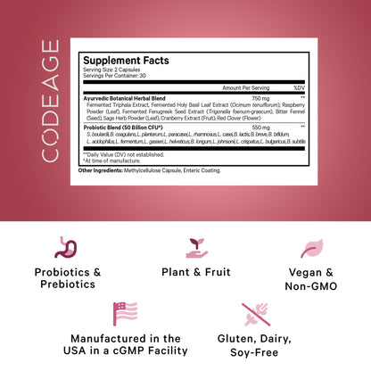 Codeage Women’s Probiotics Supplement - 50 Billion CFUs - SBO Probiotics & Prebiotics - Cranberries - Feminine Health - Fermented Botanical Blend, Whole Food Supplement - Vegan, Non-GMO - 60 Capsules - dailyvitalstore