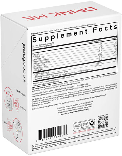 Codeage Wonder Heart Liquid CoQ10 Liposomal Ubiquinone Supplement, Coenzyme Q10 Heart Vitamins, Non-GMO Sunflower Phosphatidylcholine Vegan Blend, Raspberry Flavored Softgel, Pack of 30 Pouches - dailyvitalstore