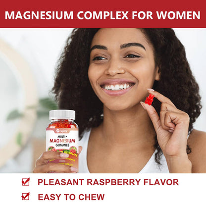 Cofure Triple Magnesium Complex 900 mg, Magnesium Glycinate, Citrate, Malate with Potassium, Calcium, Vitamin B6 for Calm & Sleep - Vegan, Non-GMO, Gluten Free - 120 Raspberry Gummies for Adults - dailyvitalstore