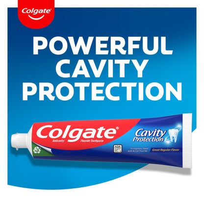 Colgate Cavity Protection Toothpaste with Fluoride, Minty Great Regular Flavor, Anti Cavity Toothpaste, 6 Pack, 6 Oz Tubes - dailyvitalstore
