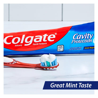 Colgate Cavity Protection Toothpaste with Fluoride, Minty Great Regular Flavor, Anti Cavity Toothpaste, 6 Pack, 6 Oz Tubes - dailyvitalstore