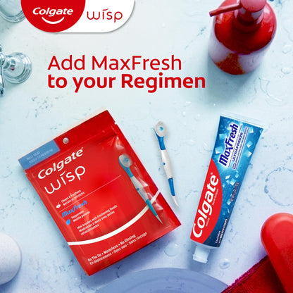 Colgate Max Fresh Wisp Disposable Mini Travel Toothbrushes, Peppermint, 24 Count (Pack of 4) - dailyvitalstore