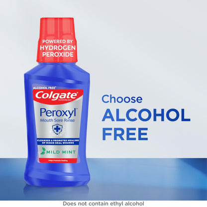 Colgate Peroxyl Alcohol Free Mouthwash with 1.5% Hydrogen Peroxide, Mouth Sore Rinse for Canker Sores, Oral Irritations, - dailyvitalstore