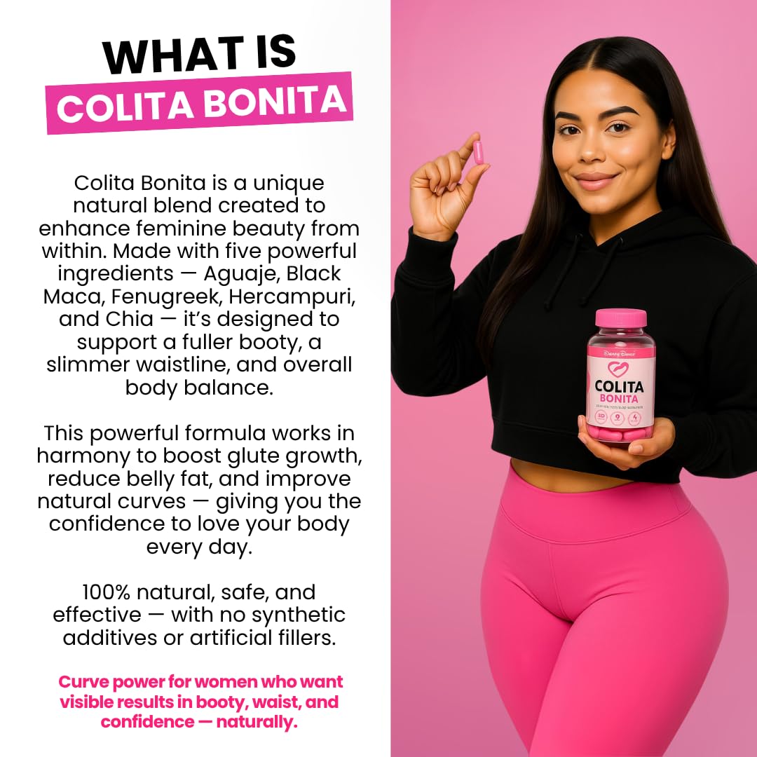 Colita Bonita – Aguaje, Black Maca & Fenugreek Pills – Natural Booty Growth & Hip Shaping Supplement – Supports Curves, Hormonal Balance & Waist Definition – 60 Capsules (30-Day Supply) - dailyvitalstore