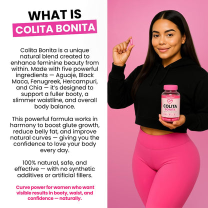 Colita Bonita – Aguaje, Black Maca & Fenugreek Pills – Natural Booty Growth & Hip Shaping Supplement – Supports Curves, Hormonal Balance & Waist Definition – 60 Capsules (30-Day Supply) - dailyvitalstore