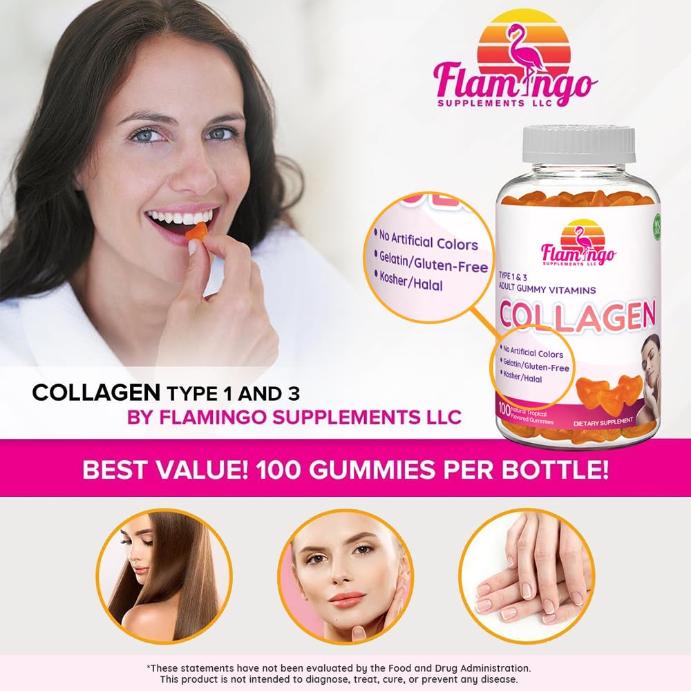 Collagen Gummies- Natural Marine Collagen for Women, and Men- Collagen Supplements for Skin Hair, Nails- Hydrolyzed Type 2 & 1 3- Replace Pills and Powders - No Gelatin, Kosher, Halal- 100 Ct. - dailyvitalstore