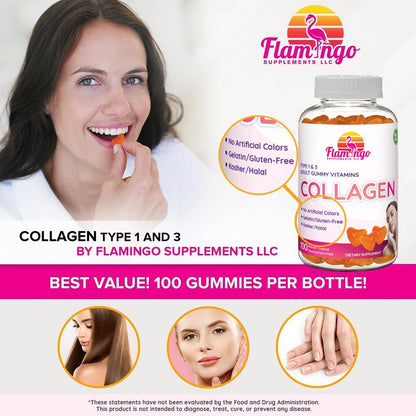Collagen Gummies- Natural Marine Collagen for Women, and Men- Collagen Supplements for Skin Hair, Nails- Hydrolyzed Type 2 & 1 3- Replace Pills and Powders - No Gelatin, Kosher, Halal- 100 Ct. - dailyvitalstore