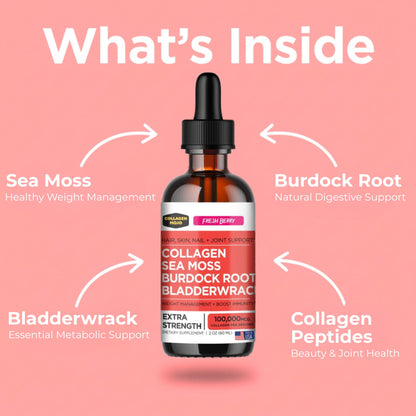 Collagen Mojo - Liquid Collagen with Irish Sea Moss for Women & Men - Collagen Peptides Drops with Burdock Root & Bladderwrack - Hair, Skin, Nails, Joint & Weight Management - 100,000mcg, 2 Oz - dailyvitalstore