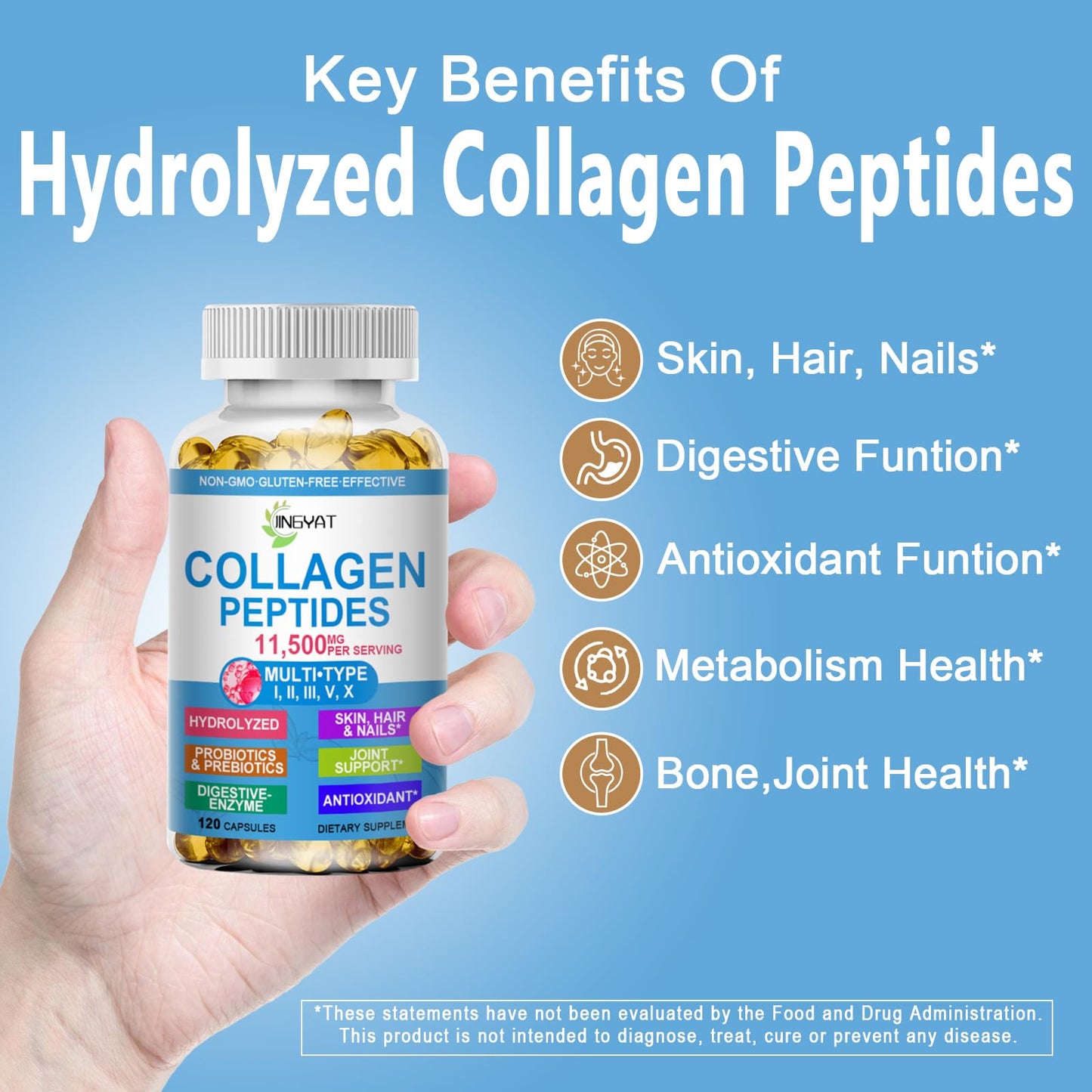 Collagen Peptides Softgels, Multi Collagen Peptide w/ Glucosamine Chondroitin MSM Biotin, Hydrolyzed Collagen Peptides Complex for Women Supports Skin Hair - dailyvitalstore