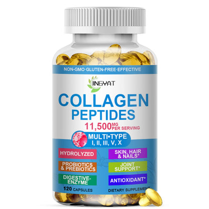 Collagen Peptides Softgels, Multi Collagen Peptide w/ Glucosamine Chondroitin MSM Biotin, Hydrolyzed Collagen Peptides Complex for Women Supports Skin Hair - dailyvitalstore