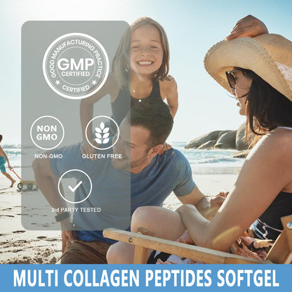 Collagen Peptides Softgels, Multi Collagen Peptide w/ Glucosamine Chondroitin MSM Biotin, Hydrolyzed Collagen Peptides Complex for Women Supports Skin Hair - dailyvitalstore