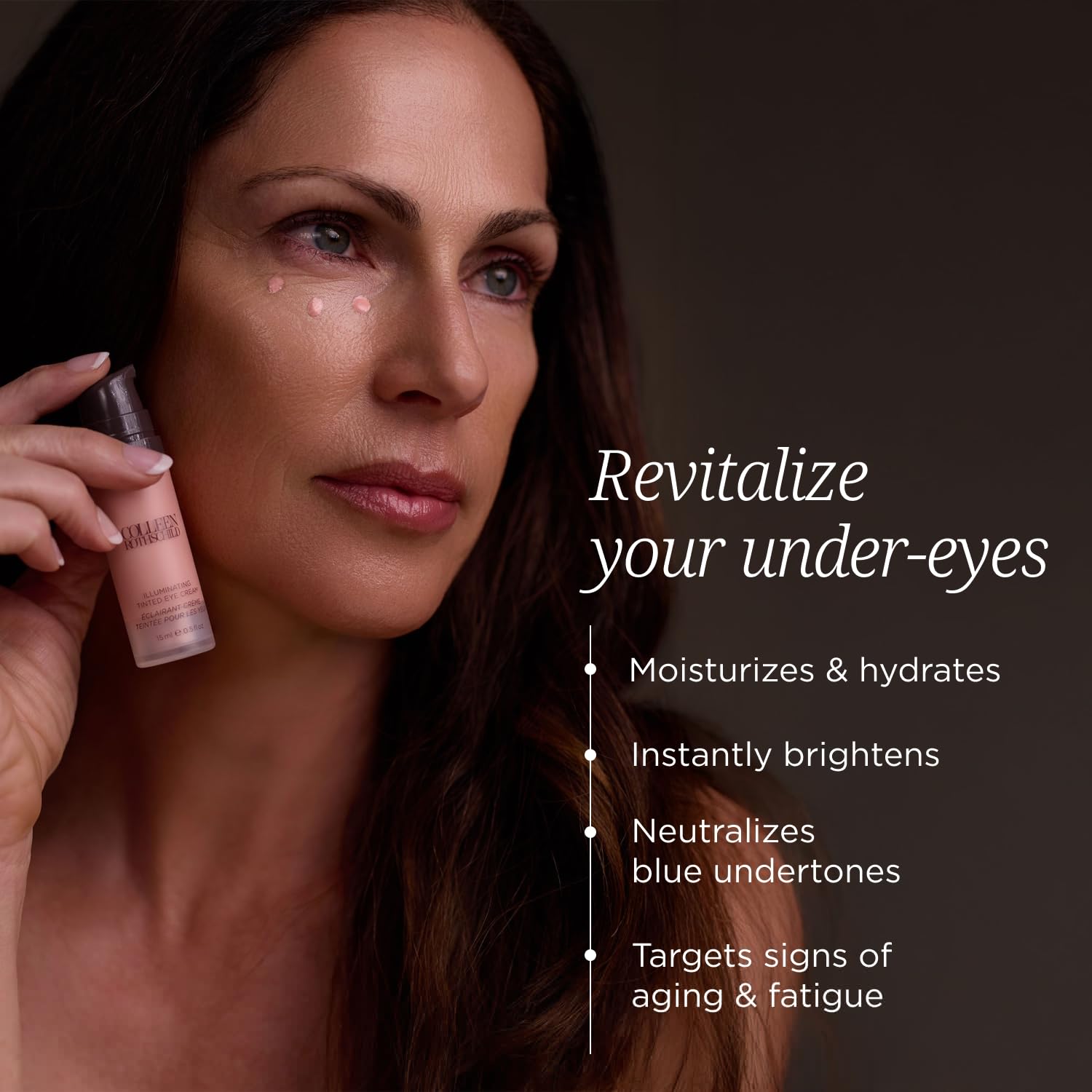 COLLEEN ROTHSCHILD Illuminating Tinted Eye Cream | Instant Brightening Effect | Nourishes & Targets Dark Circles | With Hyaluronic Acid, Caffeine, Pearlized Pigments & Peptides (0.5 fl oz) - dailyvitalstore